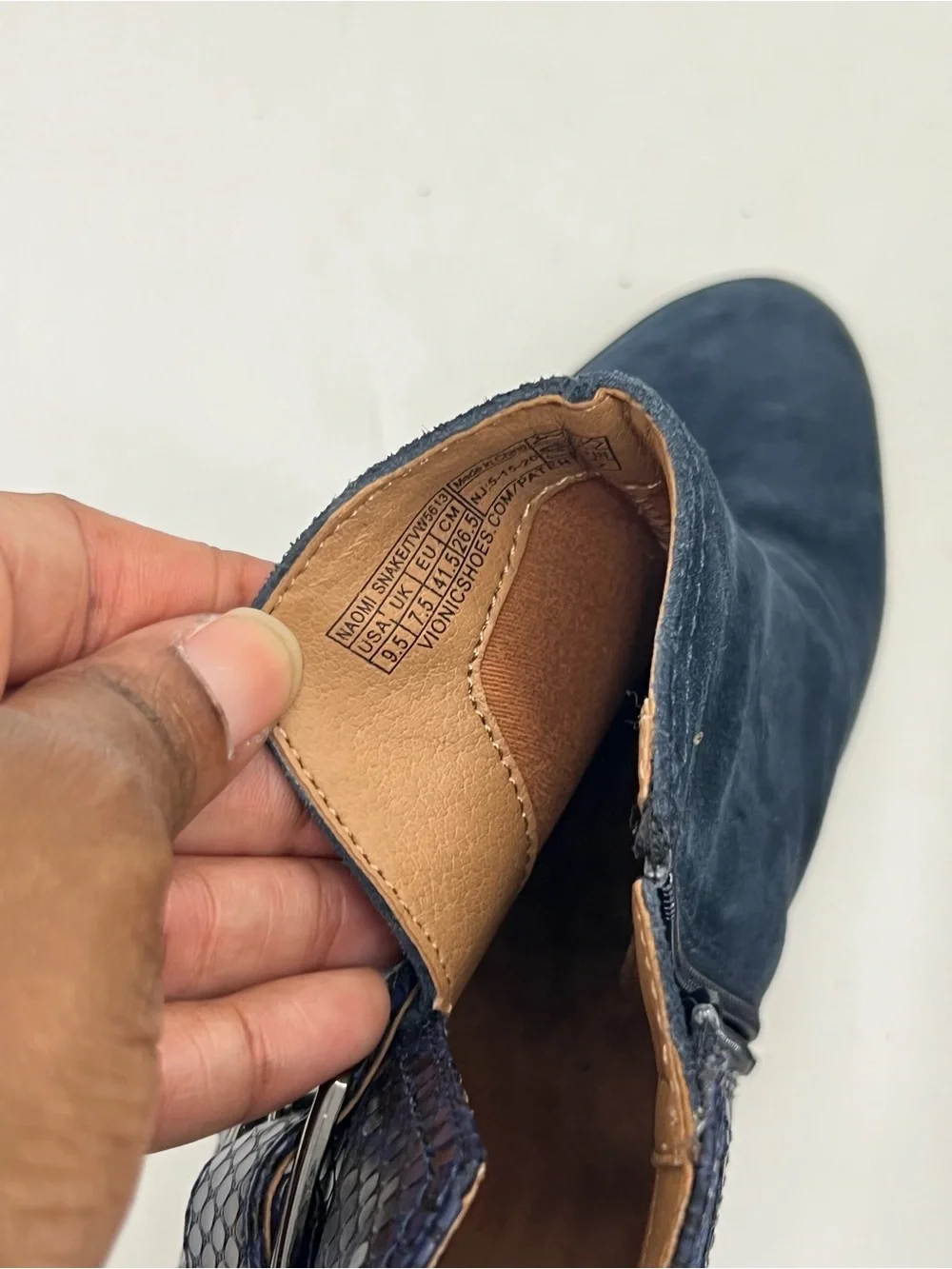 Vionic Navy Suede Ankle Booties with Side Zip